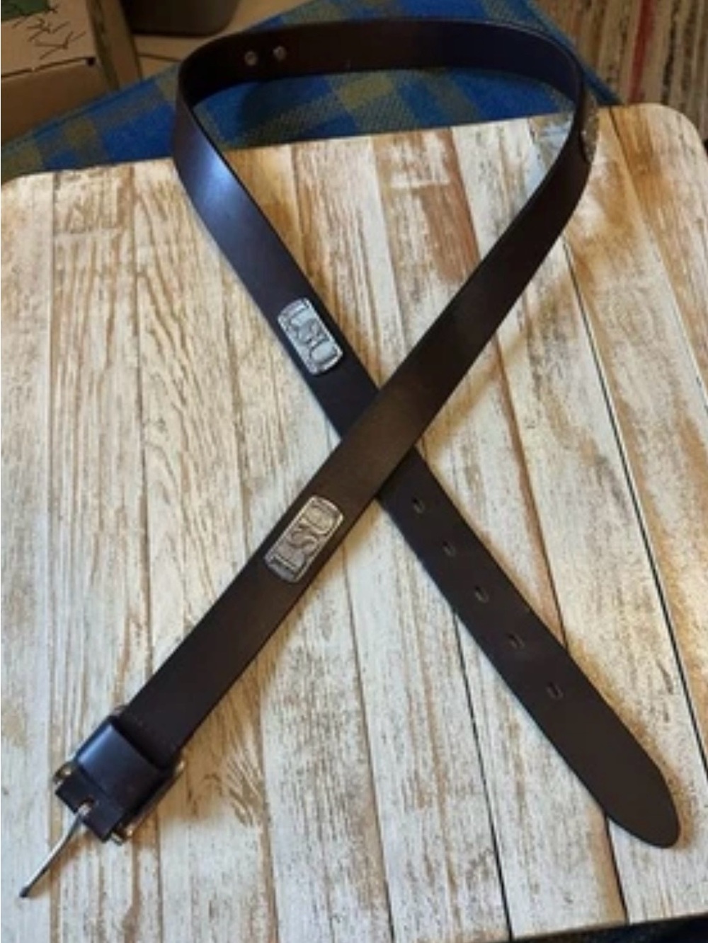 LSU Genuine Leather Brown Belt Size 44 Silver Buckle 4 Silver LSU Medallions